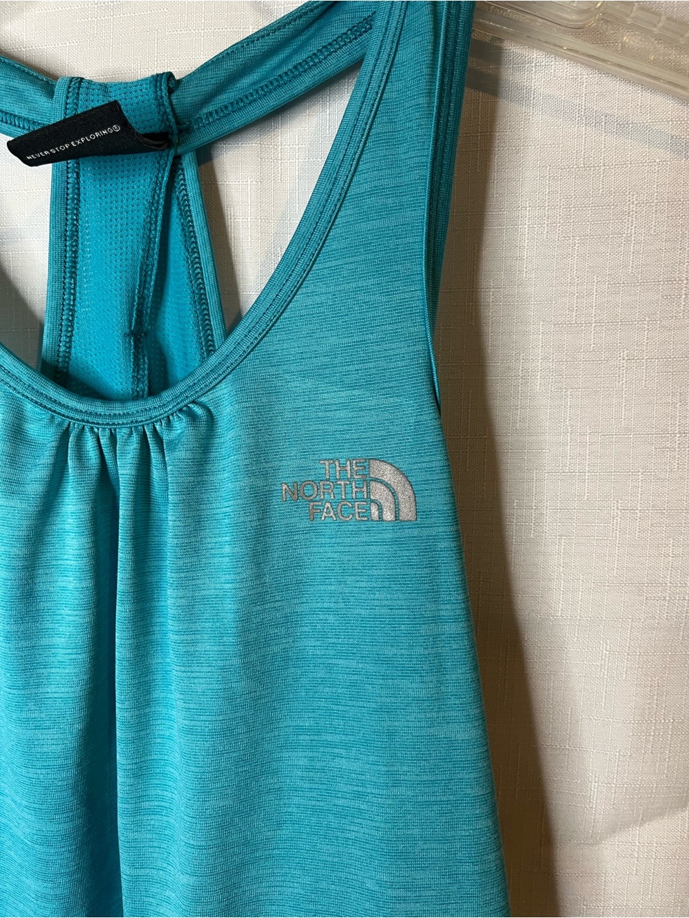 The North Face Heathered Teal Athletic Tank with T-Back - Picture 2 of 4